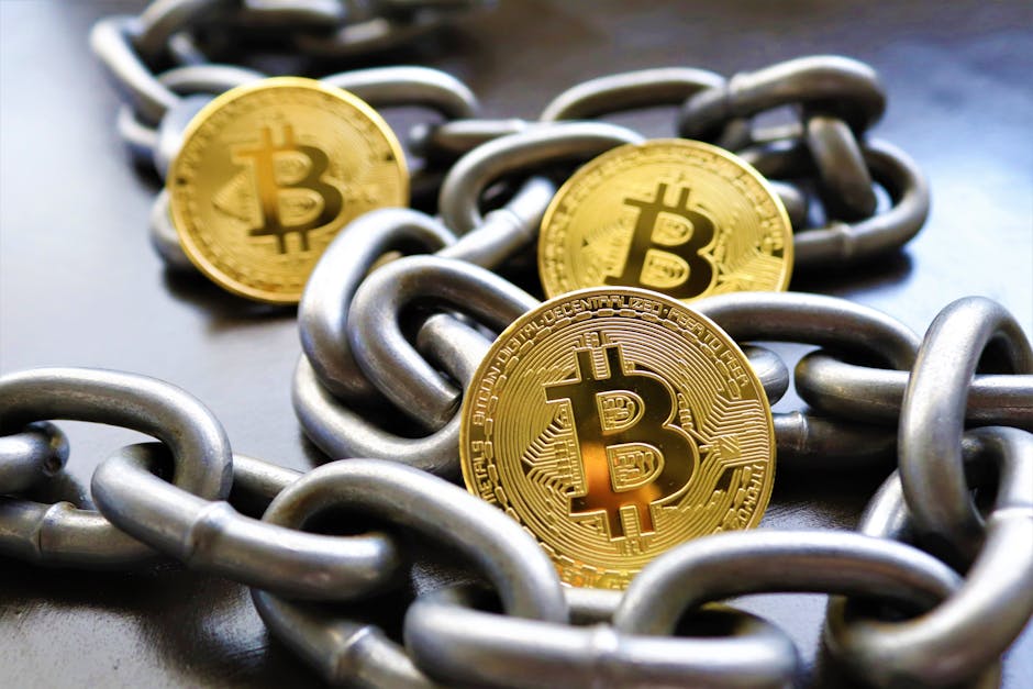 Bitcoin coins secured with chains representing how to store crypto safely