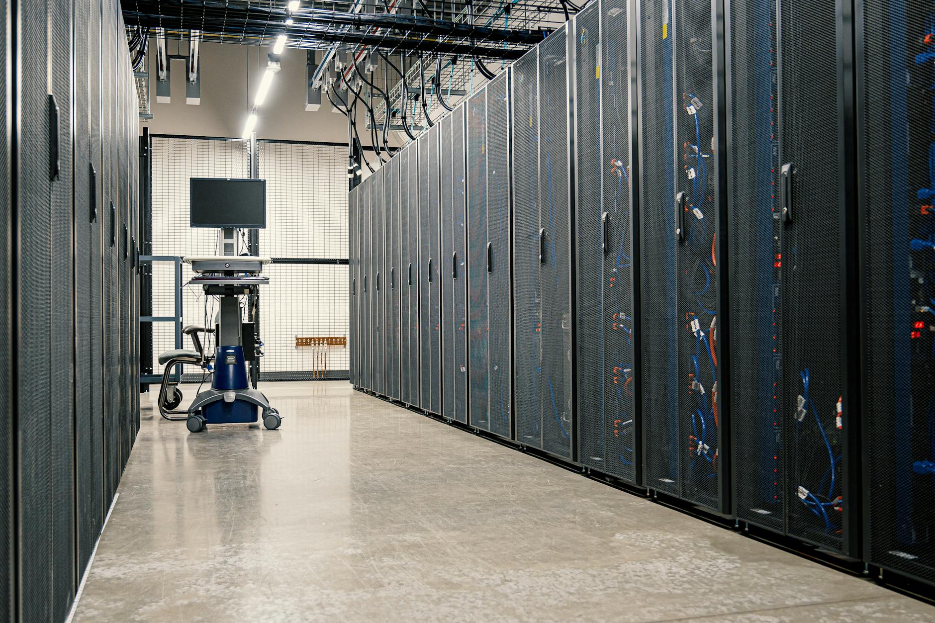 Server infrastructure in a data centre, representing cloud computing partnerships between major technology companies