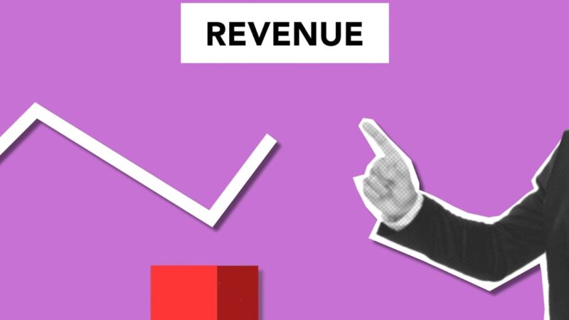 Revenue chart trending downward with hand pointing — fast growth risks concept