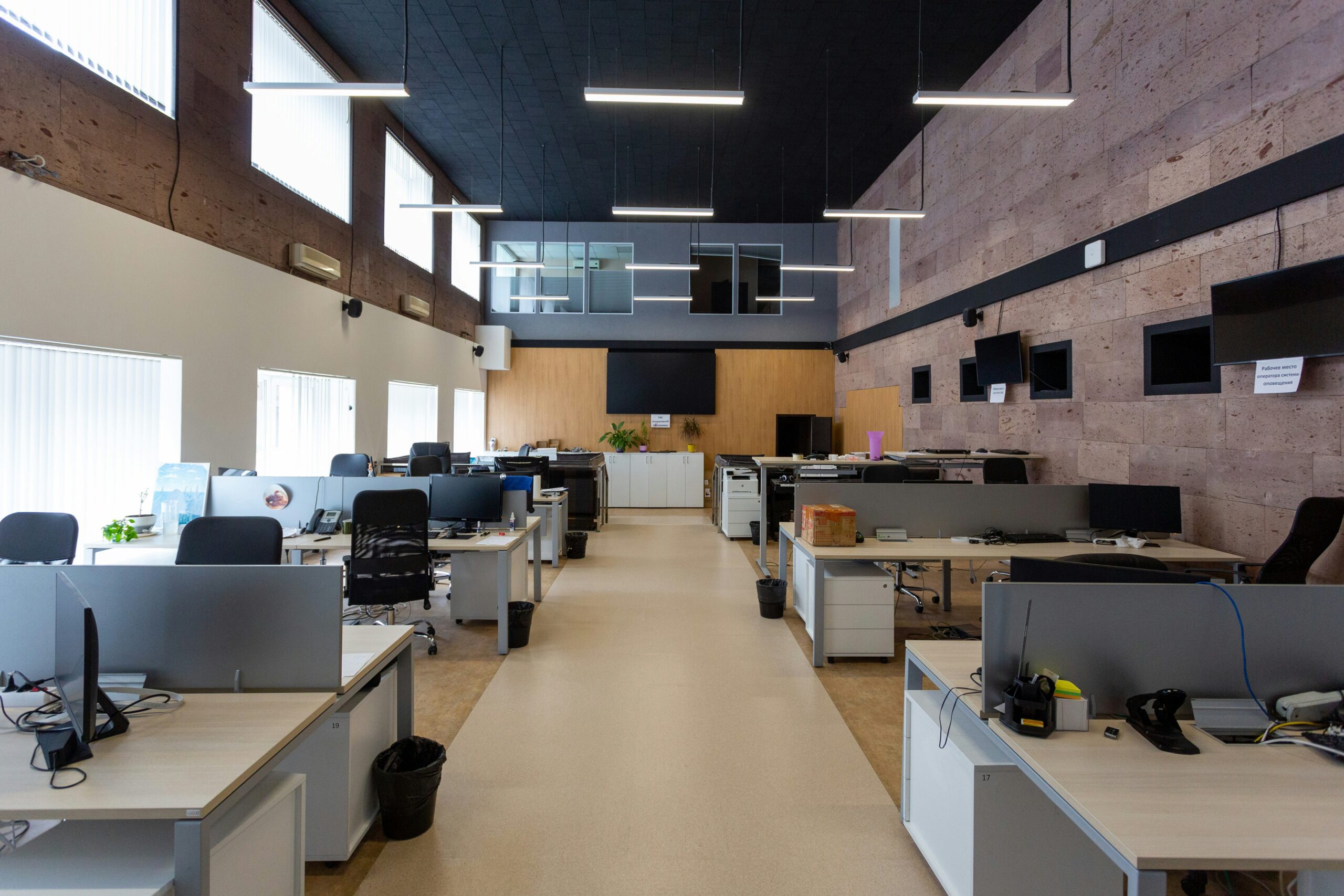 A modern office workspace with computer monitors, illustrating the technology investment landscape behind Anthropic's reported 900 billion dollar valuation