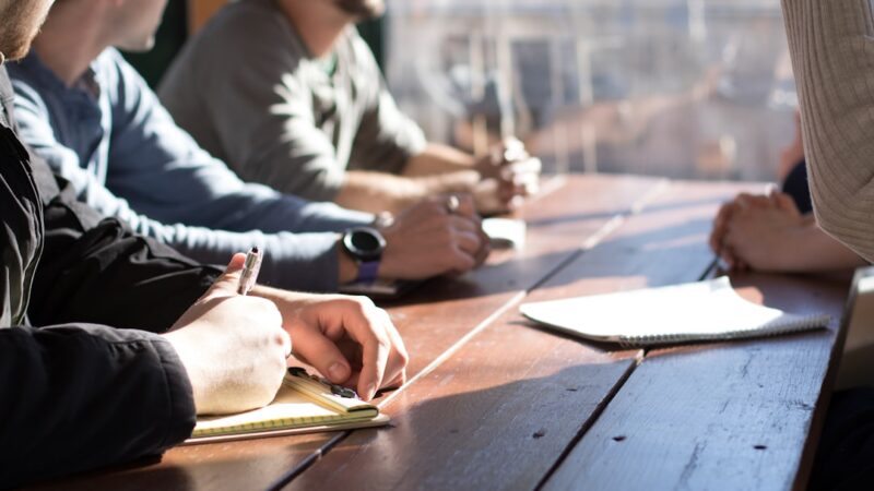 AI decision support planning session with team notes