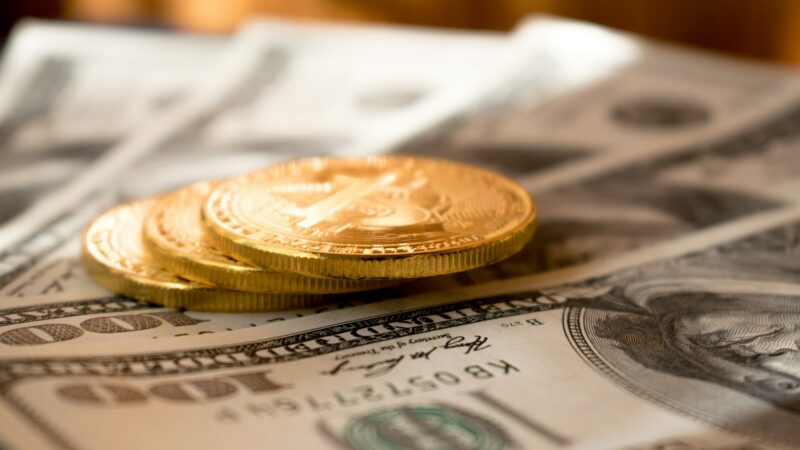 Stablecoins explained with digital coins pegged to dollar value on a financial screen