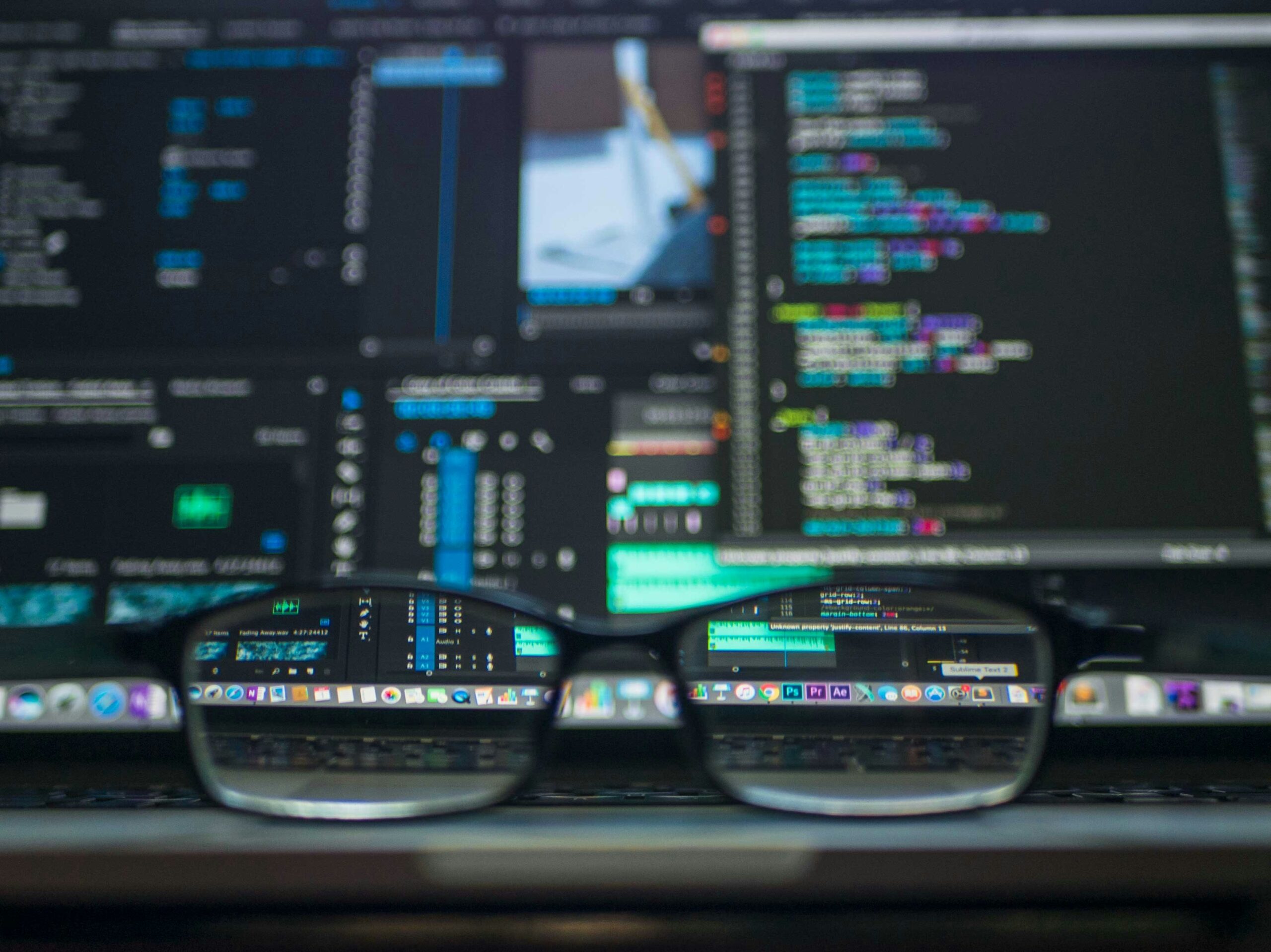 Developer workspace with code and research tools on screen