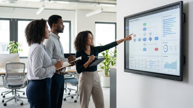 Cristoniq fallback image for AI Explained: team explaining an AI workflow on a large office display