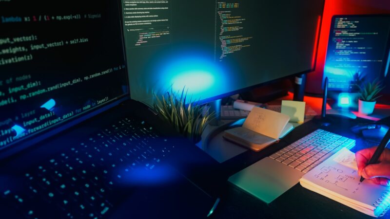 Work instructions and laptop screen illustrating AI training material built from real tasks