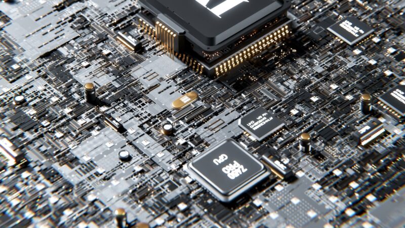 Compact AI processor chip representing smaller AI models running on local hardware.